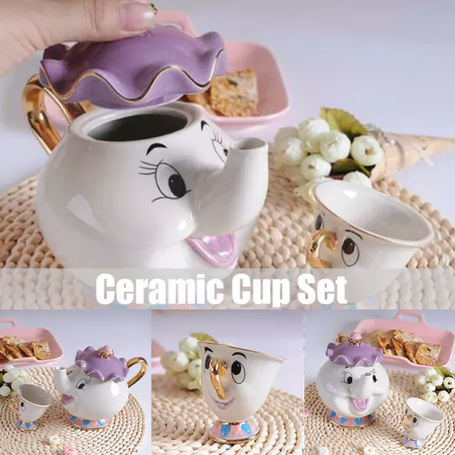 Ceramic Beauty And The Beast Teapots Mrs Potts Chip Tea Pot Cup Teapots Tray HG