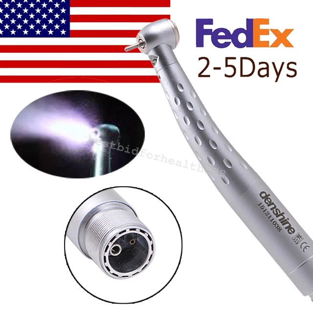 Denshine Dental High Speed Handpiece 2 Holes Fiber Optic LED Large Head Push /a