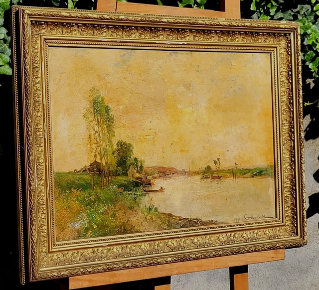 Peinture Sur Bois Signée G. Gaitaud - Paysage De Pau (38x25cm) à Restaurer