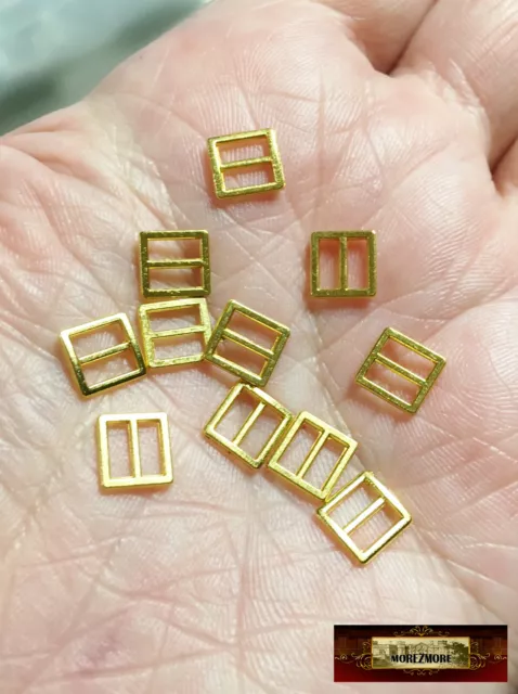 M00290-Gold-FS MOREZMORE 10 Metal 1:6 Scale 5mm Mini Miniature Belt Shoe Buckles