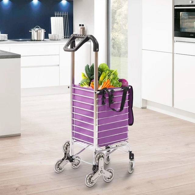 2-IN-1 Foldable Shopping Cart Basket Grocery Laundry 8 Wheels + Oxford Cloth Bag