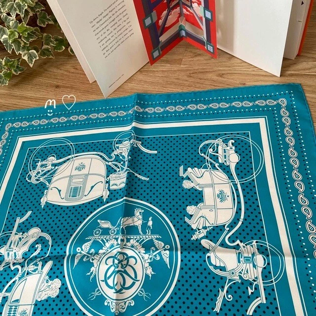 Hermes  55 Ex Libris Bandana Pattern Silk Scarf