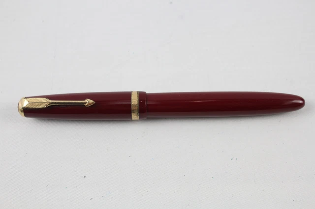 Parker Duofold Fountain Pen Vintage Burgundy Casing 14ct Gold Nib Writing Parker Duofold Fountain Pen Vintage Burgundy Casing 14ct Gold Nib Writing