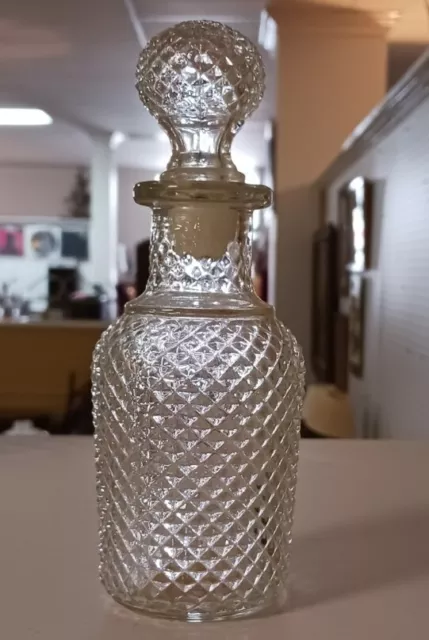 Avon #13 Diamond Pattern Apothecary Perfume Clear Glass Bottle W Stopper Vintage