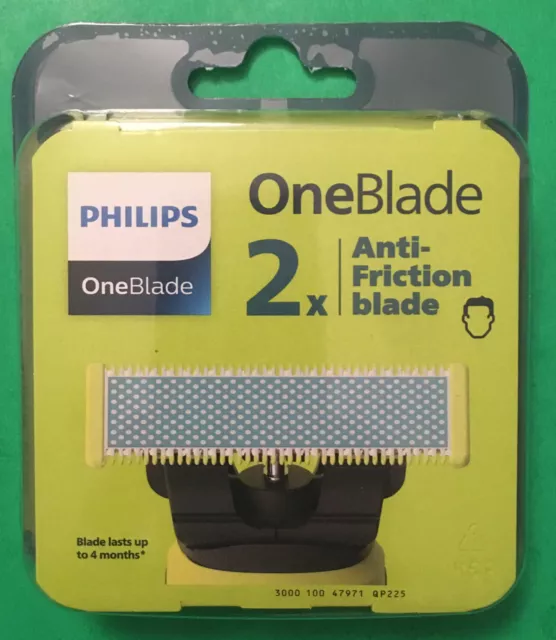 ✅PHILIPS OneBlade QP225/50 LOT 2 Lames rechange Rasoir One Blade Anti-Friction