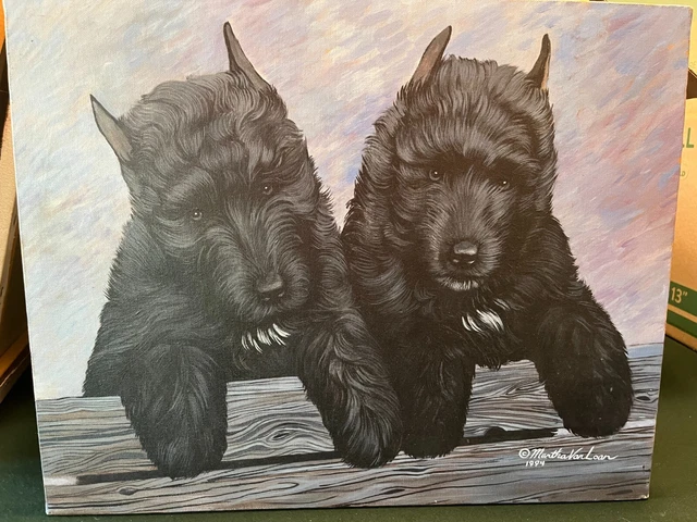 Bouvier De Flanders Puppies Original Painting on Canvas by Martha Van Loan