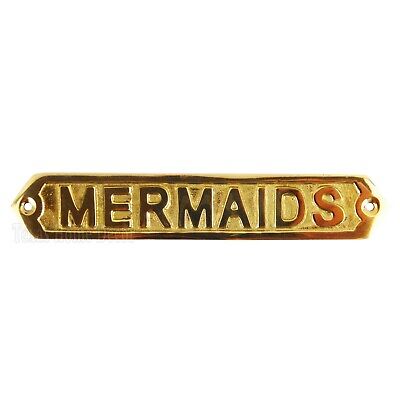 Mermaids Wall Plaque Sign Polished Solid Brass Nautical Beach House Boat Decor