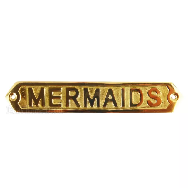 Mermaids Wall Plaque Sign Polished Solid Brass Nautical Beach House Boat Decor