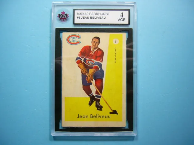 1959/60 Parkhurst Hockey Card #6 Jean Beliveau Ksa 4 Vg/Ex Sharp 59/60 Parkie