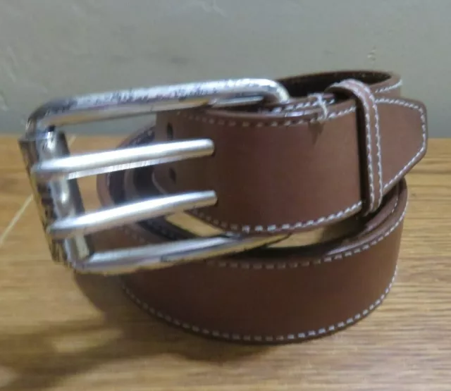 EXPRESS Eyelet Brown Leather Belt Double Buckle SIZE L 34-39" WAIST