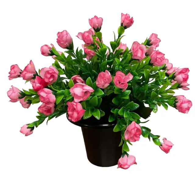 Artificial flowers Memorial Grave Pot. Light Pink Mini roses with Gyp 019