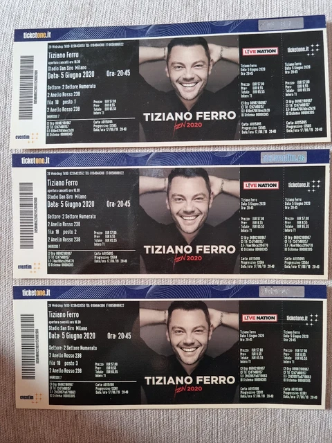 3 Biglietti Concerto Tiziano Ferro Milano 15 Giugno 2023