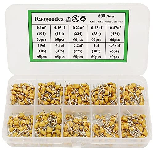 600 Pcs 10 Value Ceramic Capacitor Assortment Kit Chip Capacitors Electronics
