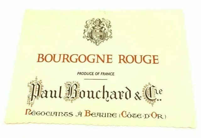 Wine Label Paul Bouchard Bourgogne Rouge Label Collectable 1960s