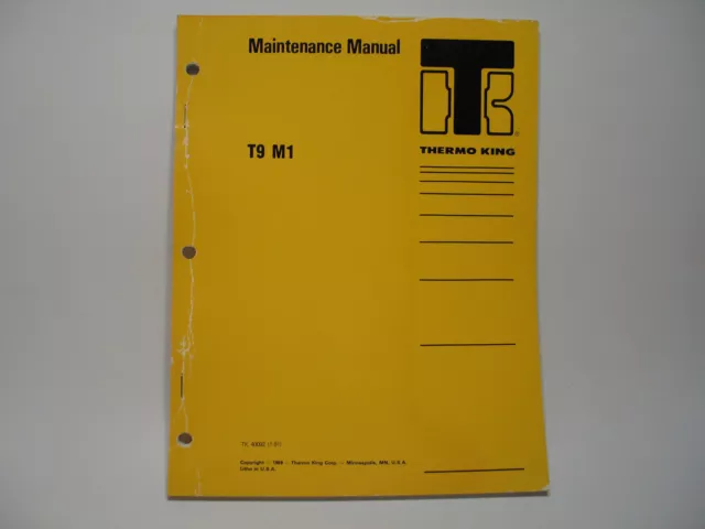 Thermo King T9 M1 Coach Bus Air Conditioning Maintenance Manual Wiring Diagrams