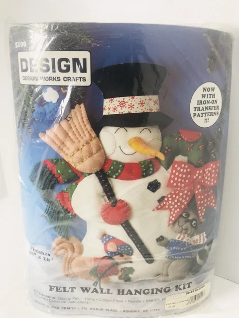 Kit colgante de pared de fieltro Design Works Crafts #5109 Frosty the Snowman • Sellado