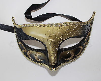Black/Gold Venetian Masquerade Mask Party Prom Mardi Gras Halloween Costume