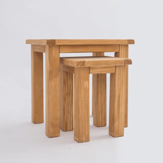 Nido de 2 mesas madera clara muebles de sala de estar extremo lateral café país