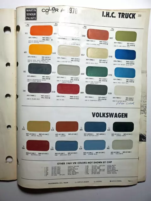 1970 Martin Senour paint chips IHC Truck & Volkswagen Other sideWhite Motor&Mack