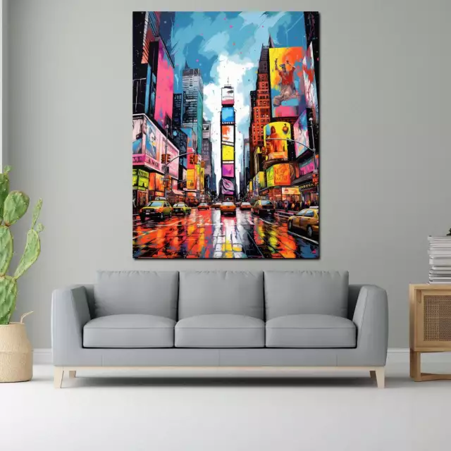 Quadro stampa su tela astratto New York USA Blue Sky canvas moderno 2