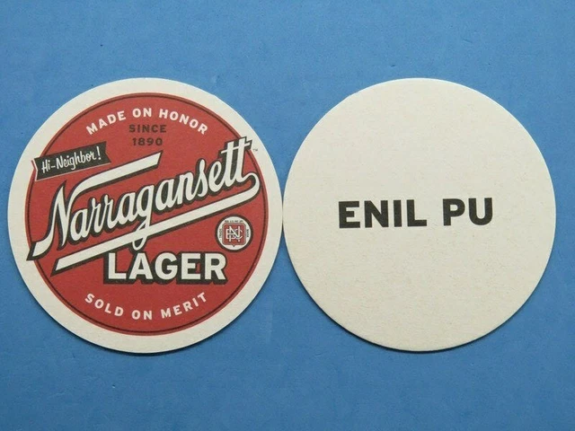 Beer Bar Coaster ~ NARRAGANSETT Brewery Lager ~ Rhode Island ~ ENIL PU Puzzle