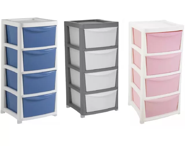 Plastic Storage 4 Drawer Draw Tower Trolley Unit Desktop Large Home School 80 L