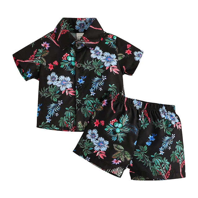 Toddler Baby Boy Hawaiian Shorts Sets Short Sleeve T-Shirt Shorts Summer Outfits