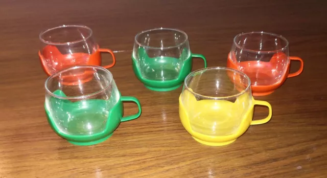 Lot de 5 tasses à café Melita Negrita Multicolores années 70 vintage