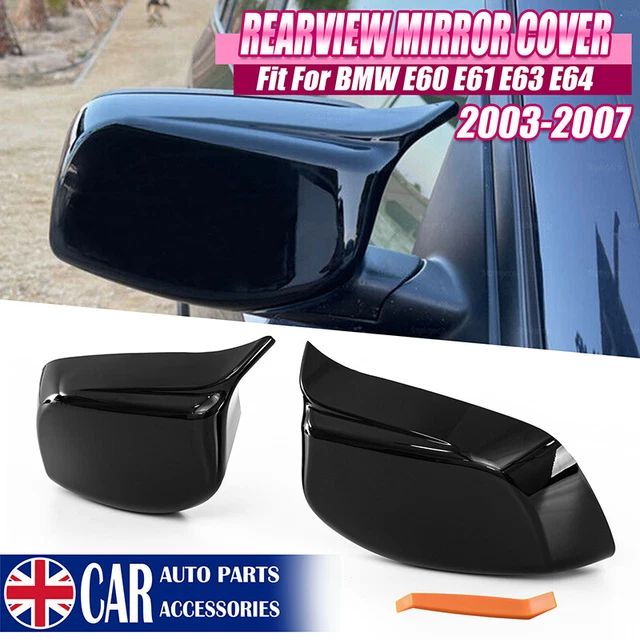 M Style Gloss Black Side Rearview Mirror Cover Caps For BMW E60 E61 SUV 03-08 UK