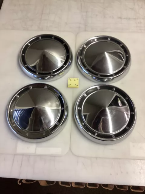 (4) 1960 Ford Galaxie Starliner Sunliner chrome dogdish hubcaps 2