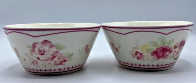 Waverly Garden Room VINTAGE ROSE 6" Cereal Soup Bowl Set of 2