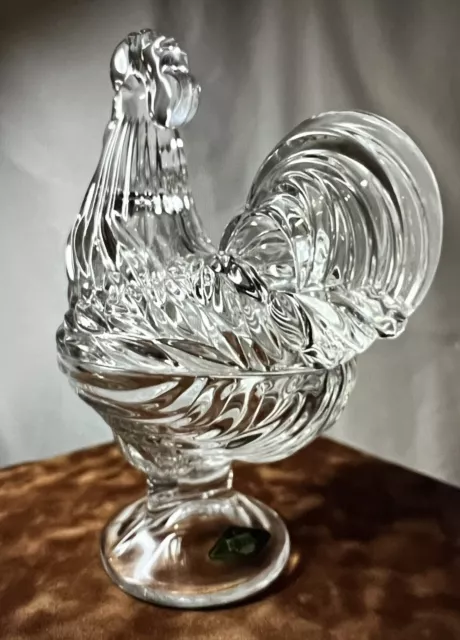 Rooster Cock Crystal Candy Trinket Dish SHANNON CRYSTAL Czech Made