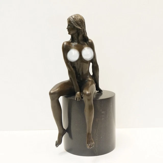 Estatua Ninfa Sexy Art Deco Estilo Art Nouveau Estilo Bronce sólido Firmado