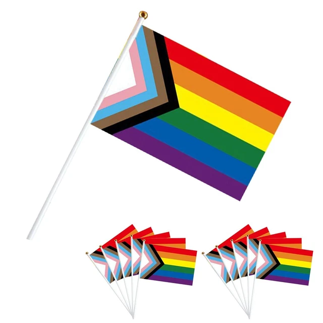 DRAPEAU DE LA fiert arc-en-ciel festive tenu la main adapt une utilisa ...