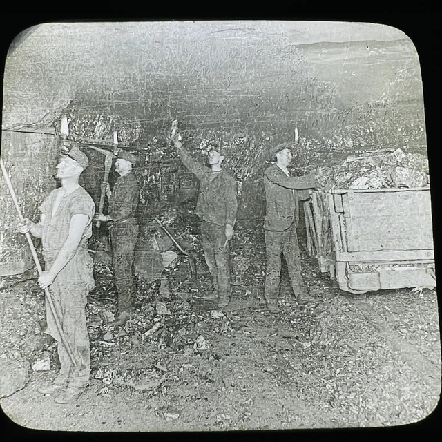 Vtg Keystone Magic Lantern Glass Slide Photo Hard Coal Miners Scranton PA