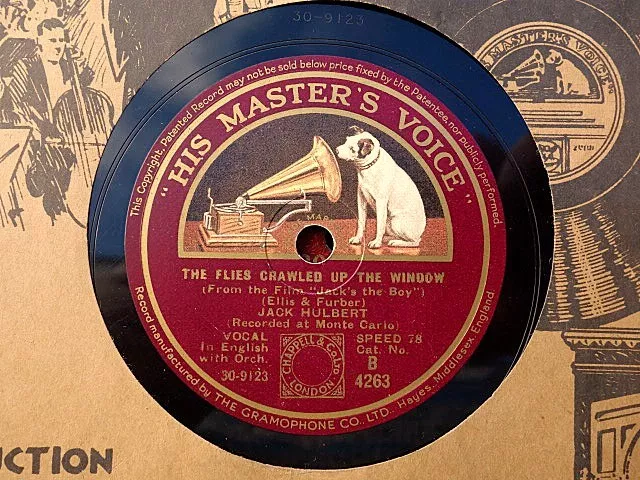 JACK HULBERT - Flies Crawled Up The Window / I Want To Cling To Ivy 78 rpm disc