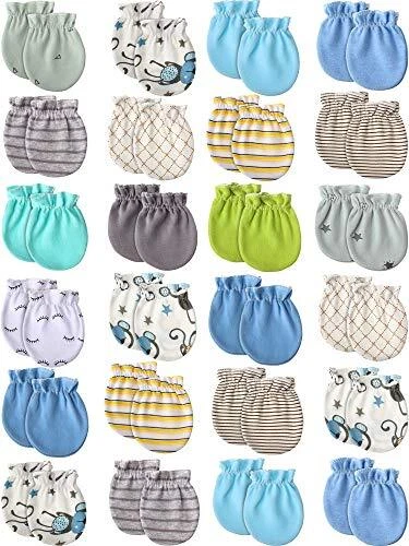 24 Pairs Newborn Baby Mittens Unisex Cute Gloves for 0-6 Months Boys/Girls