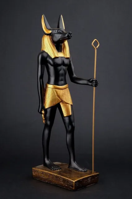 Ancient Egyptian Statue Of Anubis Jackal God Of Afterlife Unique Gold & Black