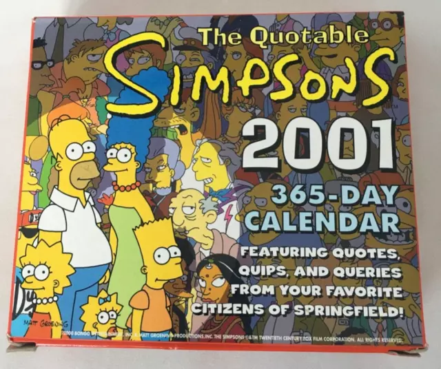 The Simpsons 2001 365 Day Quotable Calendar New
