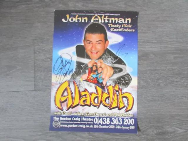 John Altman Nick from Eastenders Aladdin Hand SIGNED Stevenage Theatre Poster