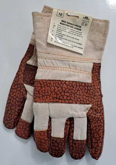 Genuine Surplus Leather Palm Work Gloves -Size 10 (1884)