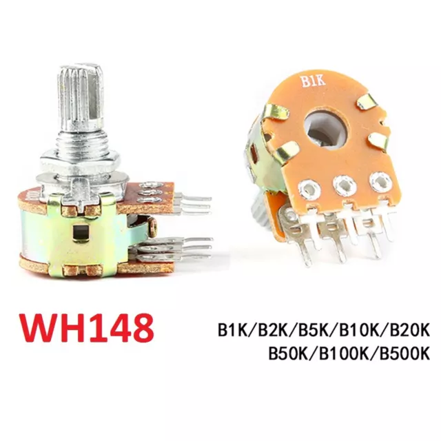 WH148 Linear Stereo Potentiometer/Pot B1K B2K 5K 10K 20K 50K 100K 500K Ohm 6-Pin