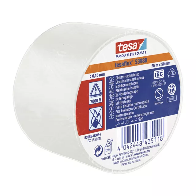 E3/47286 CINTA AISLANTE HOMOLOGADA BLANCA 25m x 50mm 53988 TESA