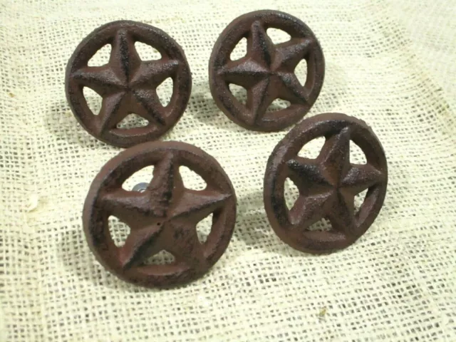 4 Drawer Pulls Star Ring Cabinet Knob Texas Western Cast Iron Rustic Hardware