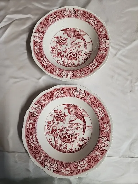 2 Aquila Woods Ware Wood & Sons England Flying Eagle/Floral 8" Bowls