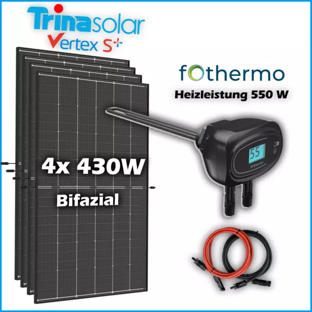 Fothermo Solarthermie Set I 550W Heizstab von Fothermo I 4x 430W Bifazial Module