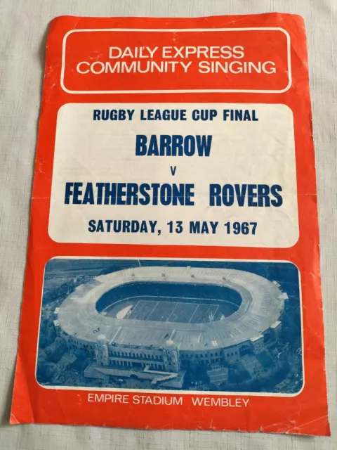 1967 Barrow v Featherstone Rovers Rugby League Cup Final Songsheet