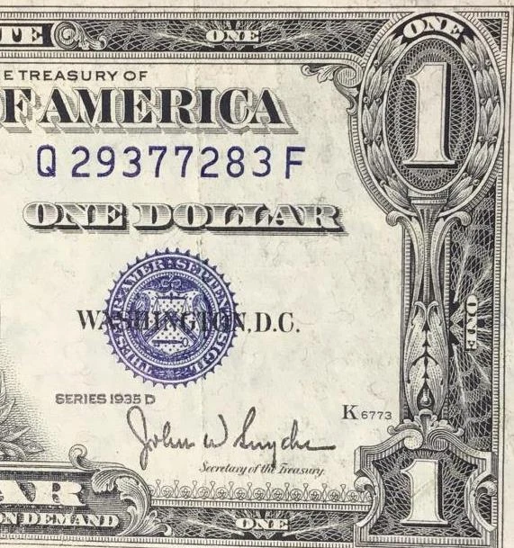 1935D $1 Blue SILVER Certificate Choice VF! Crispy! X7283 Old US Paper Currency!