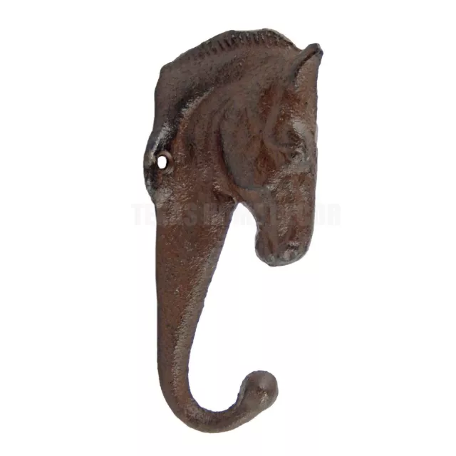 Horse Head Single Key Hook Towel Hat Coat Hanger Rustic Cast Iron Antique Style 2