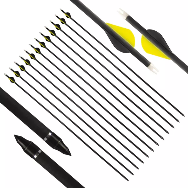 12pc 31" 100% Carbon Arrow Nocks Spine 300 - 400 Compound Recurve Bow Specialize
